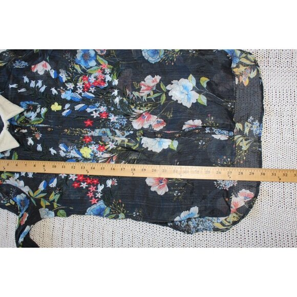 Aratta Silent Journey Floral Embroidered Women's Shirt Sheer Top velvet size M? - Picture 3 of 11